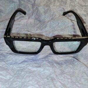 JM Collection Black Glasses with Gold Accents Strength 1.75